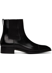 TOM FORD Black Elkan Burnished Chelsea Boots