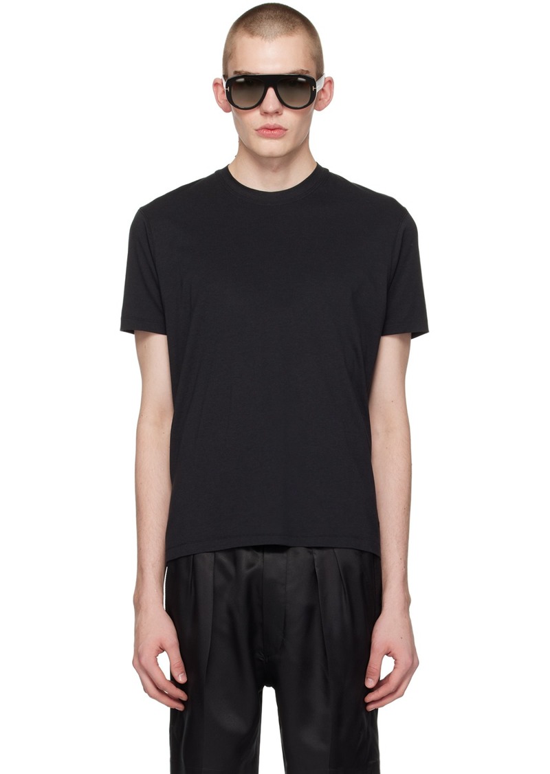 TOM FORD Black Embroidered T-Shirt