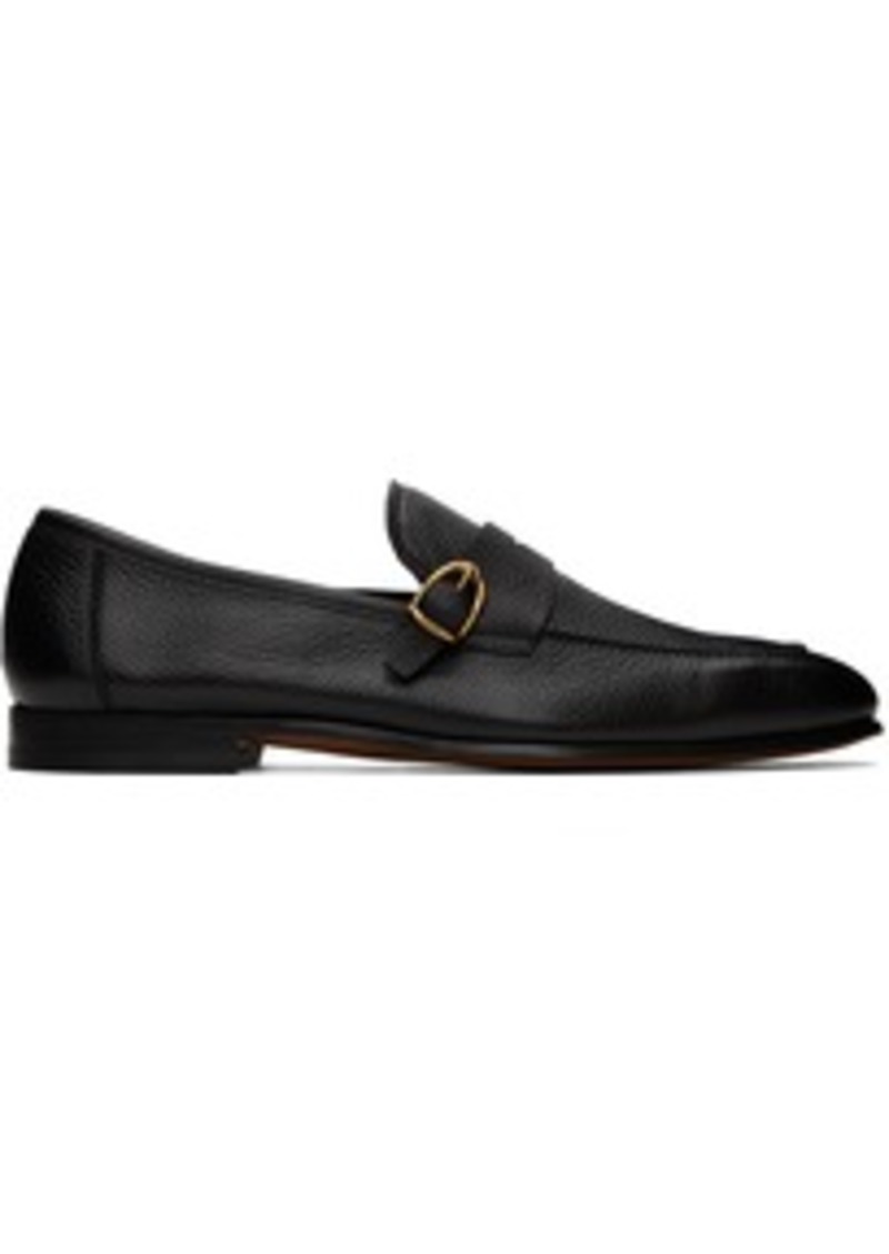 TOM FORD Black Grain Dover Buckle Loafers