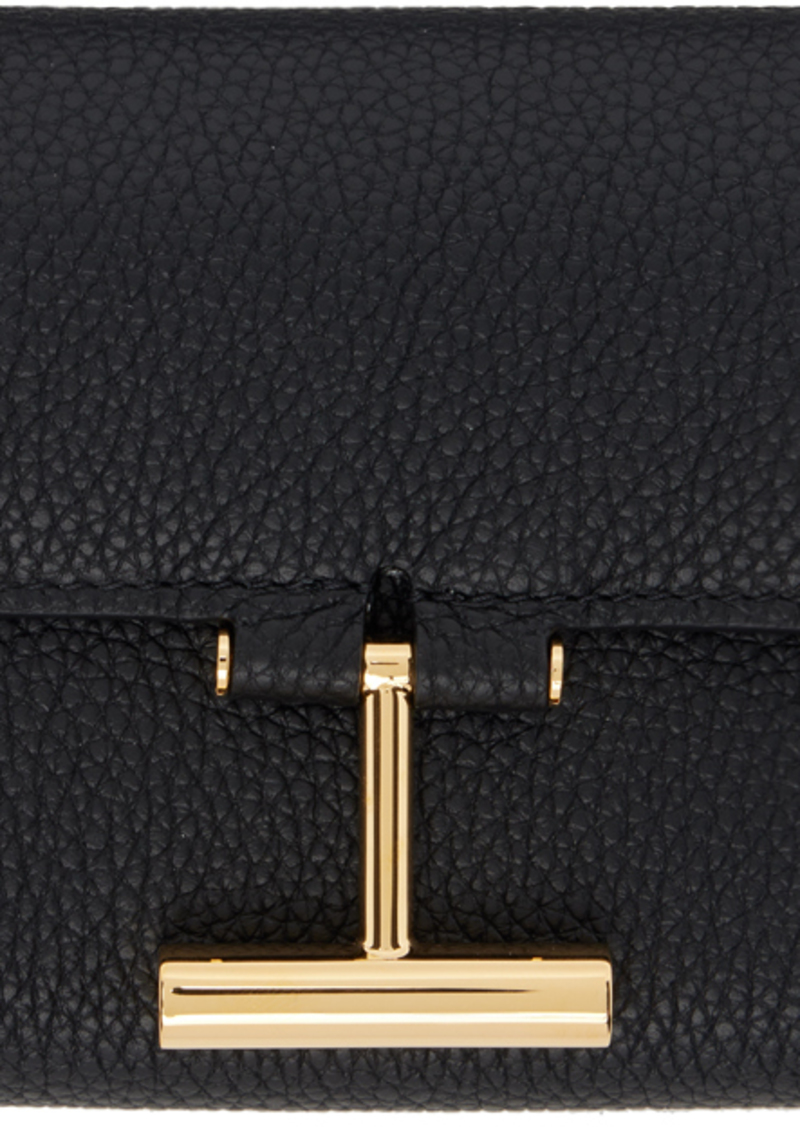 TOM FORD Black Grain Leather Tara Compact Wallet