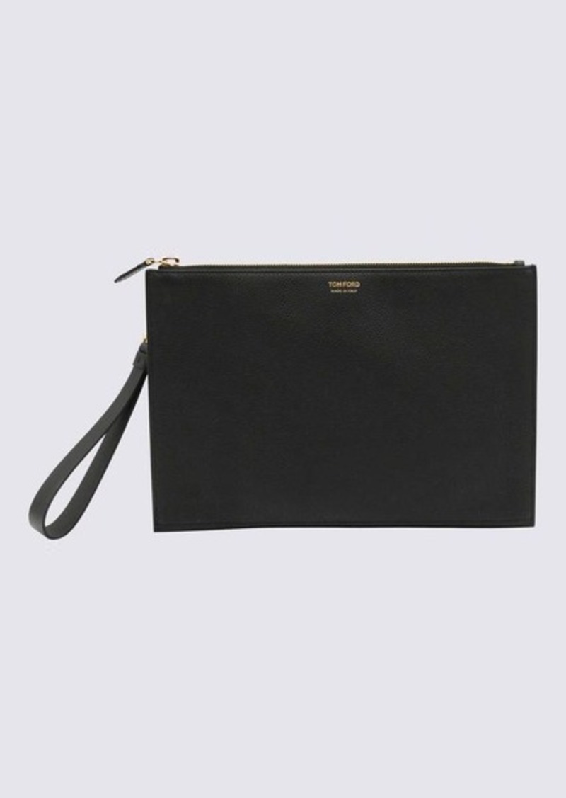 TOM FORD BLACK LEATHER AND NYLON POUCHES