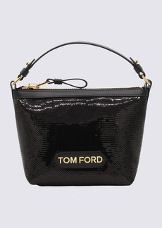 TOM FORD BLACK LEATHER LABEL SMALL TOP HANDLE BAG