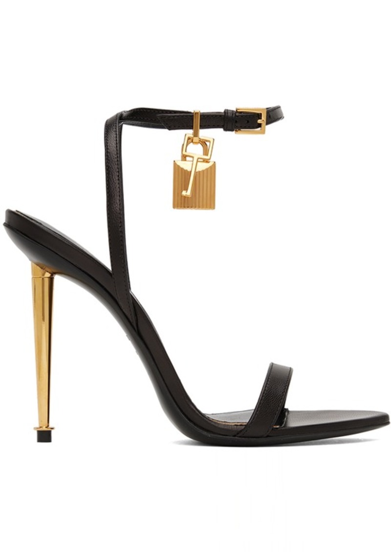 TOM FORD Black Padlock Pointy Naked Sandals