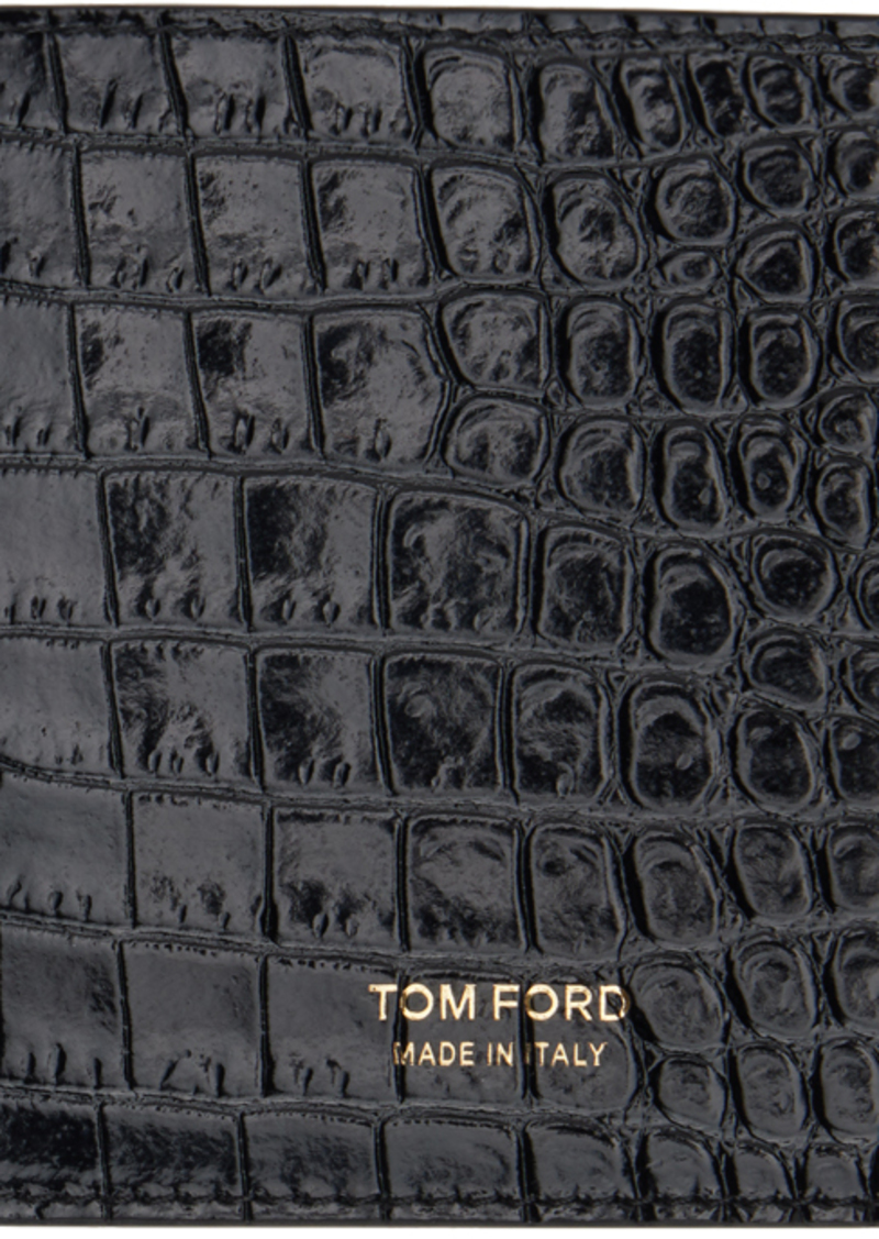 TOM FORD Black Printed Croc Money Clip Wallet