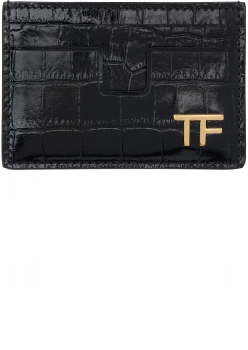 TOM FORD Black Shiny Stamped Classic TF Card Holder