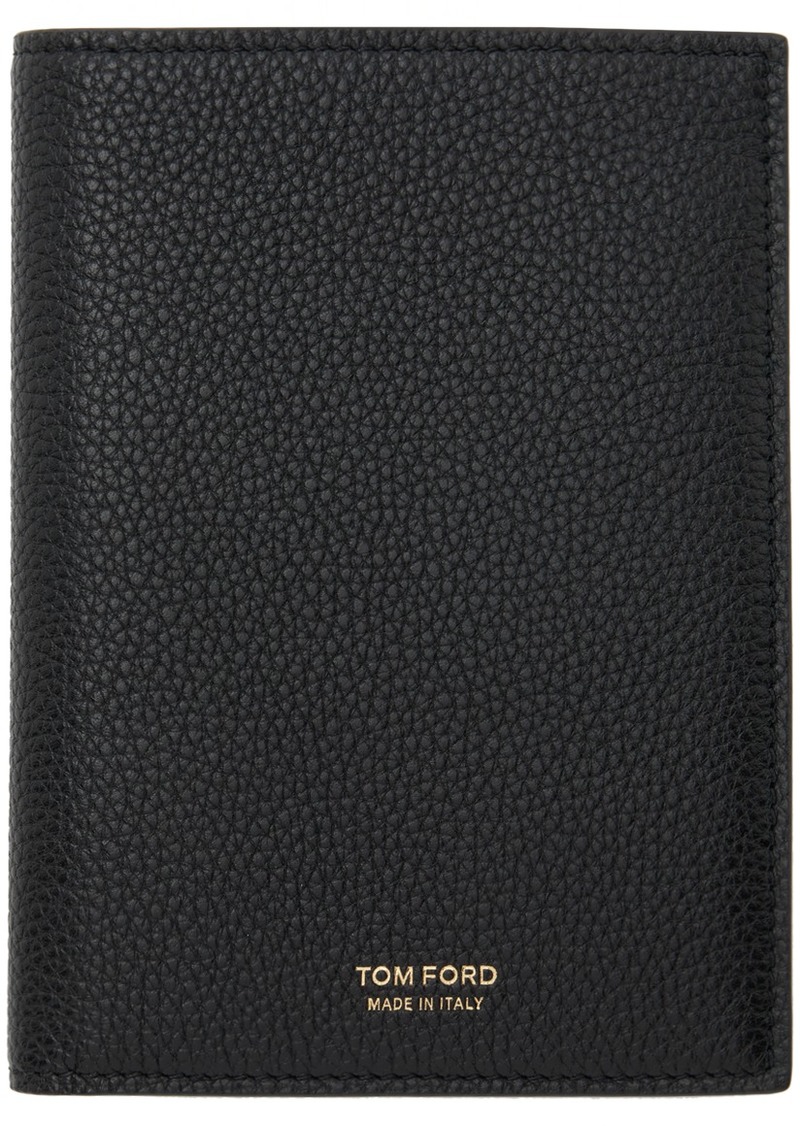 TOM FORD Black Soft Grain Leather Passport Holder