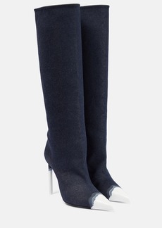 Tom Ford Bleached denim knee-high boots