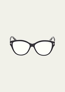 TOM FORD Blue Blocking Rounded Acetate Cat-Eye Glasses