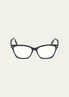 TOM FORD Blue Blocking Sleek Acetate Cat-Eye Glasses