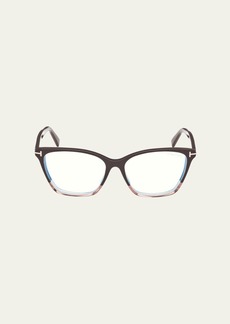 TOM FORD Blue Blocking Two-Tone Acetate Cat-Eye Glasses