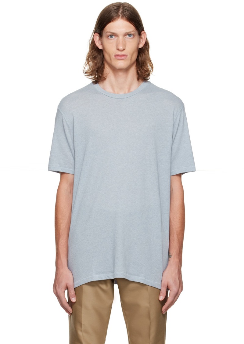 TOM FORD Blue Embroidered T-Shirt