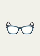 TOM FORD Blue Filtering Acetate Cat-Eye Glasses