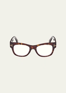 TOM FORD Blue Filtering Signature T Acetate Rectangle Glasses