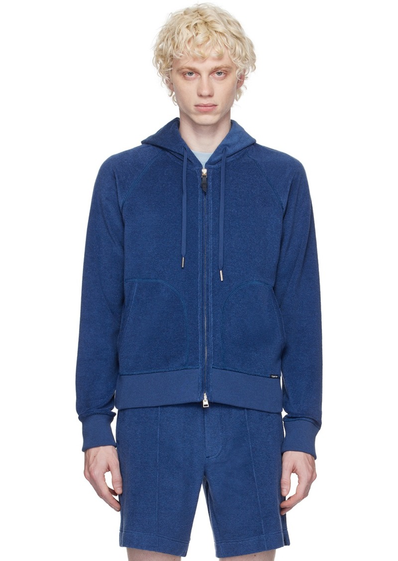 TOM FORD Blue Towelling Hoodie