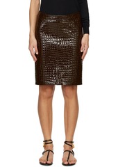 TOM FORD Brown Croc-Embossed Leather Miniskirt