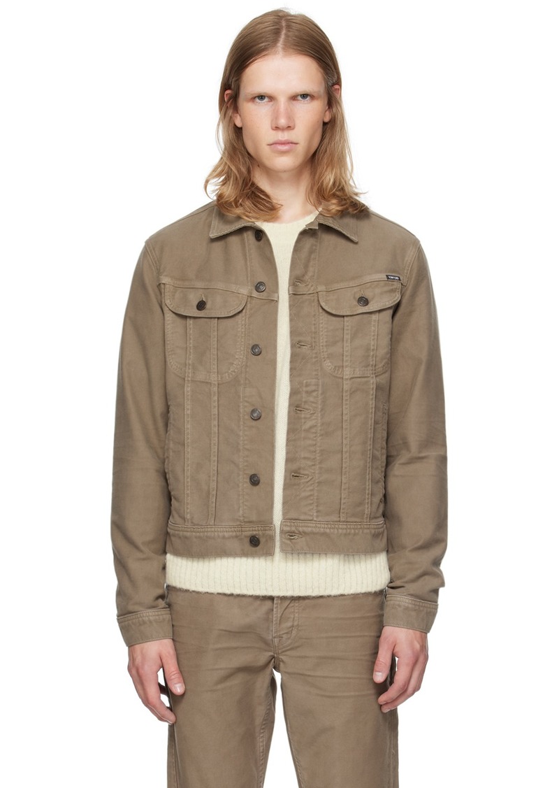 TOM FORD Brown Logo Patch Denim Jacket