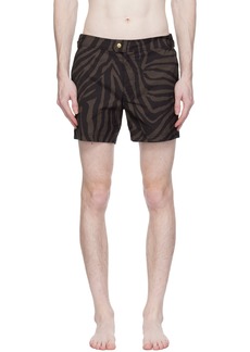 TOM FORD Brown Print Swim Shorts