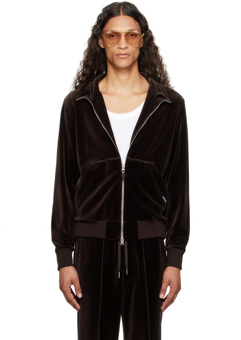 TOM FORD Brown Zip Track Jacket