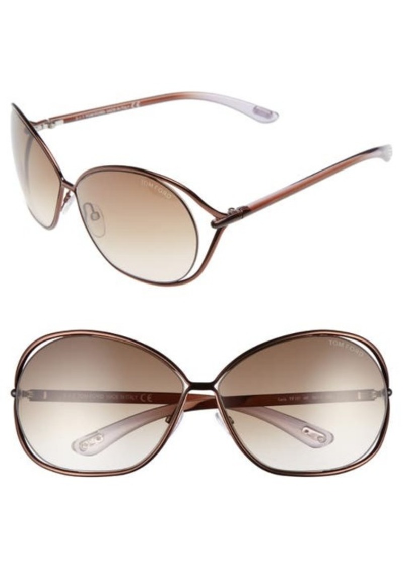 Tom Ford TOM FORD Carla 66mm Oversized Round Metal Sunglasses