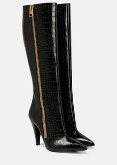 Tom Ford Croc-effect leather knee-high boots