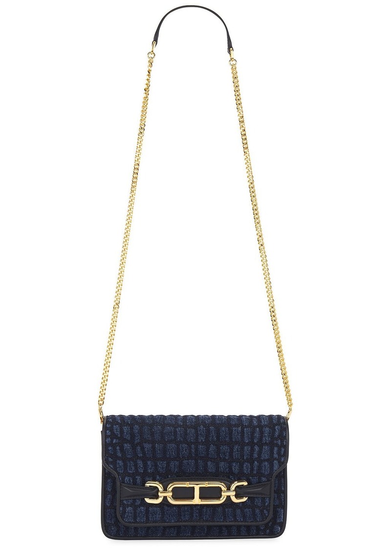 TOM FORD Croc Effect Small Shoulder Bag