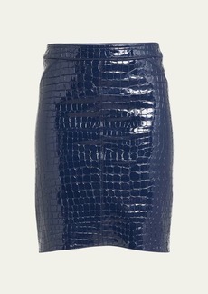 TOM FORD Croc-Embossed Leather Pencil Skirt