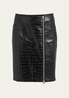 TOM FORD Croc-Embossed Leather Side Zip Skirt