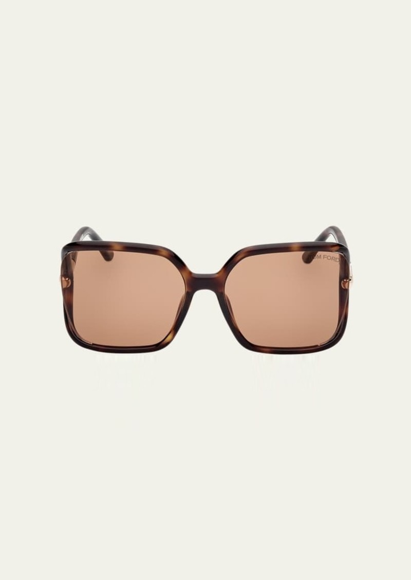 TOM FORD Cut-Out Injected Plastic Rectangle Sunglasses