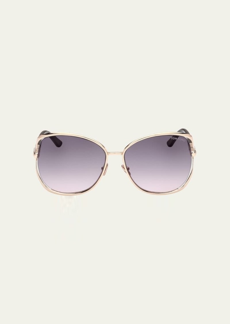 TOM FORD Cut-Out Metal & Acetate Butterfly Sunglasses