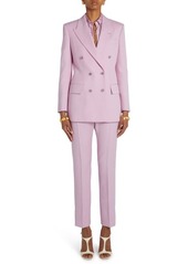 TOM FORD Double Breasted Virgin Wool & Silk Twill Blazer