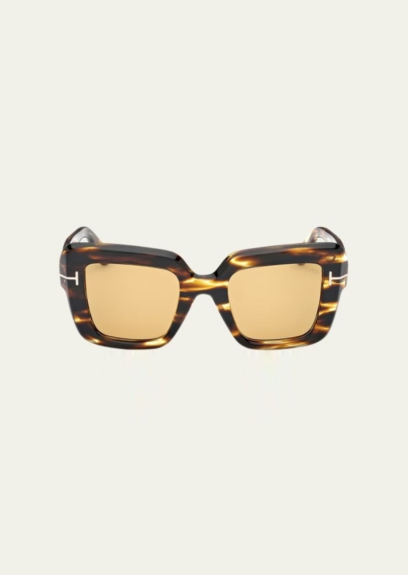 TOM FORD Esme Patterned Acetate Square Sunglasses