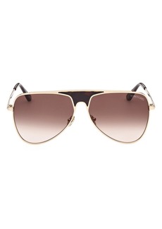 TOM FORD Ethan 60mm Gradient Pilot Sunglasses in Shiny Rose Gold /Grad Brown at Nordstrom Rack