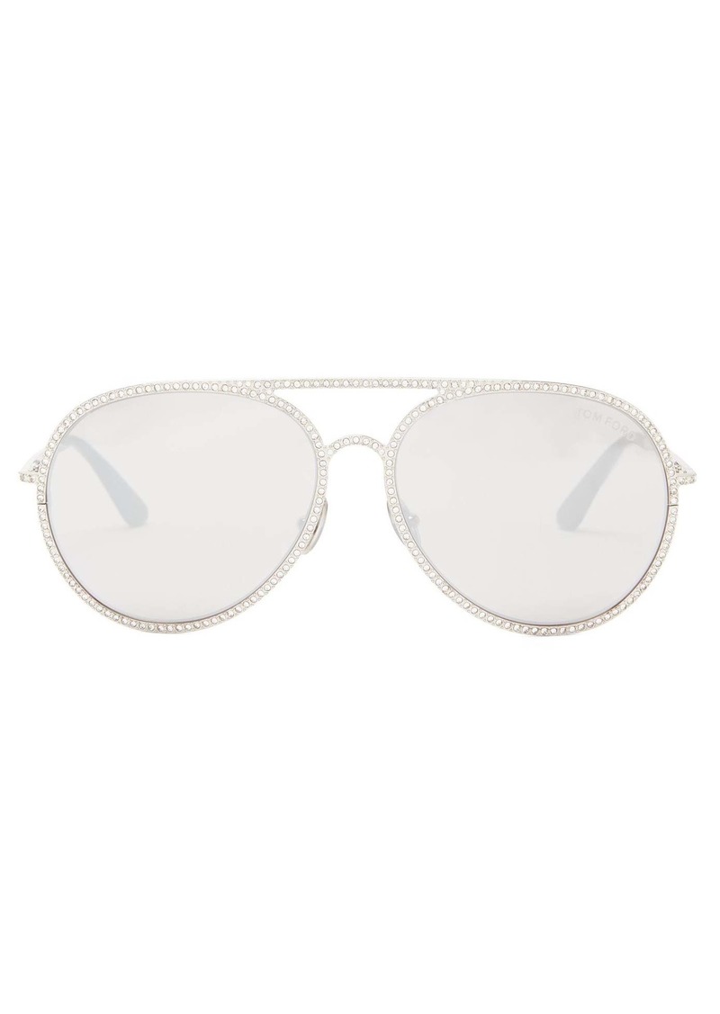 Tom Ford Tom Ford Eyewear Antibes crystal-embellished aviator sunglasses |  Sunglasses