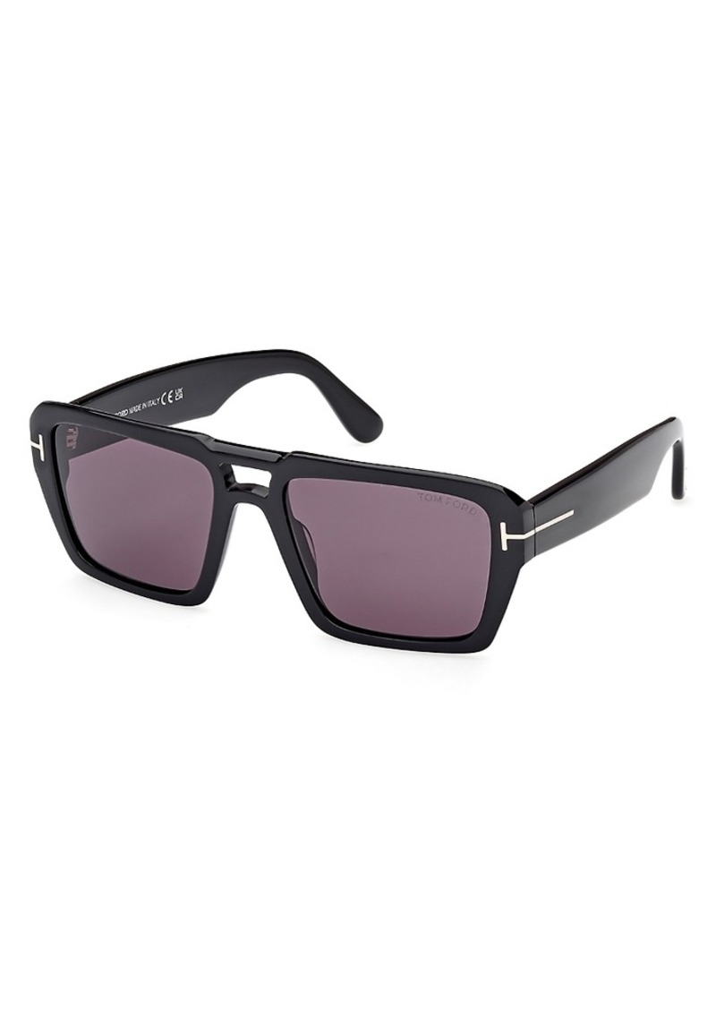 Tom Ford Flat Top Square Sunglasses, 56mm