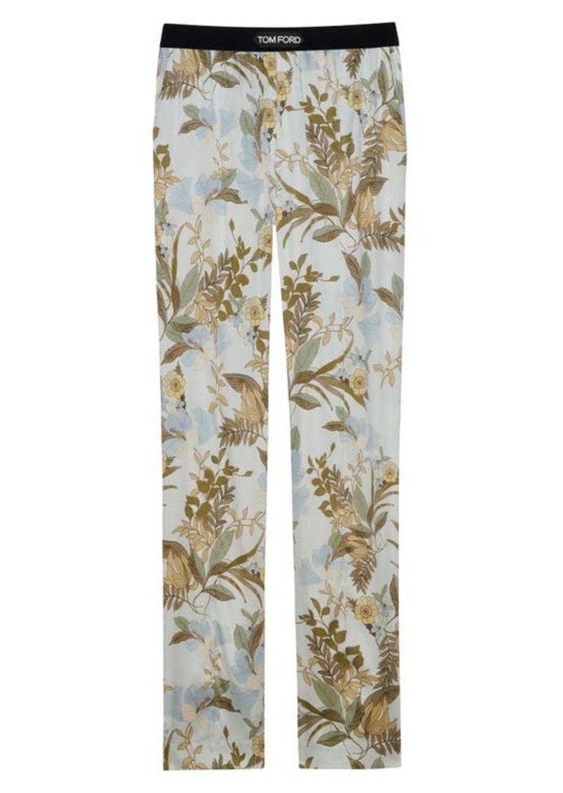 TOM FORD Floral Print Stretch Silk Pajama Pants