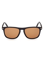 TOM FORD Gerard 56mm Square Sunglasses in Shiny Black /Brown at Nordstrom Rack