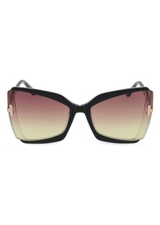 TOM FORD Gia 63mm Oversize Butterfly Sunglasses