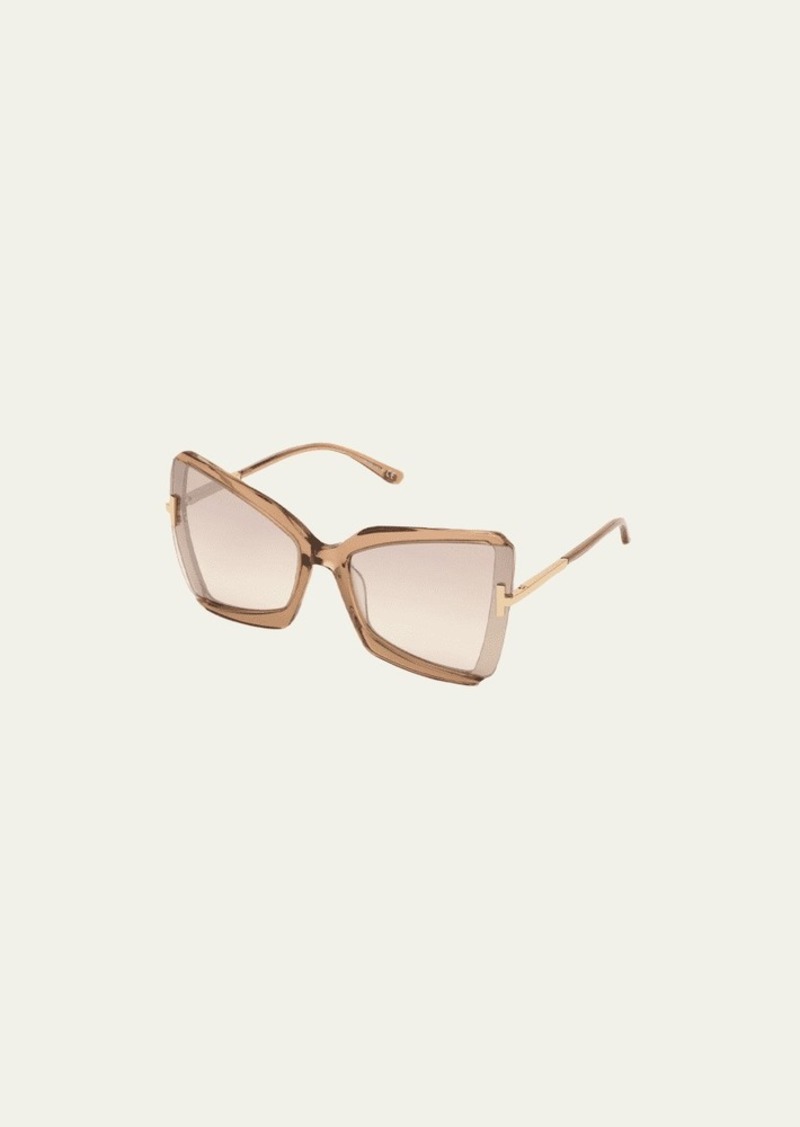TOM FORD Gia Semi-Rimless Butterfly Sunglasses
