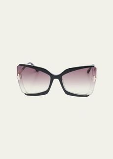 TOM FORD Gia Semi-Rimmed Acetate Butterfly Sunglasses