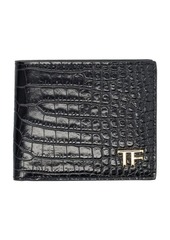 TOM FORD Glossy printed croc classic bifold wallet by Tom Ford