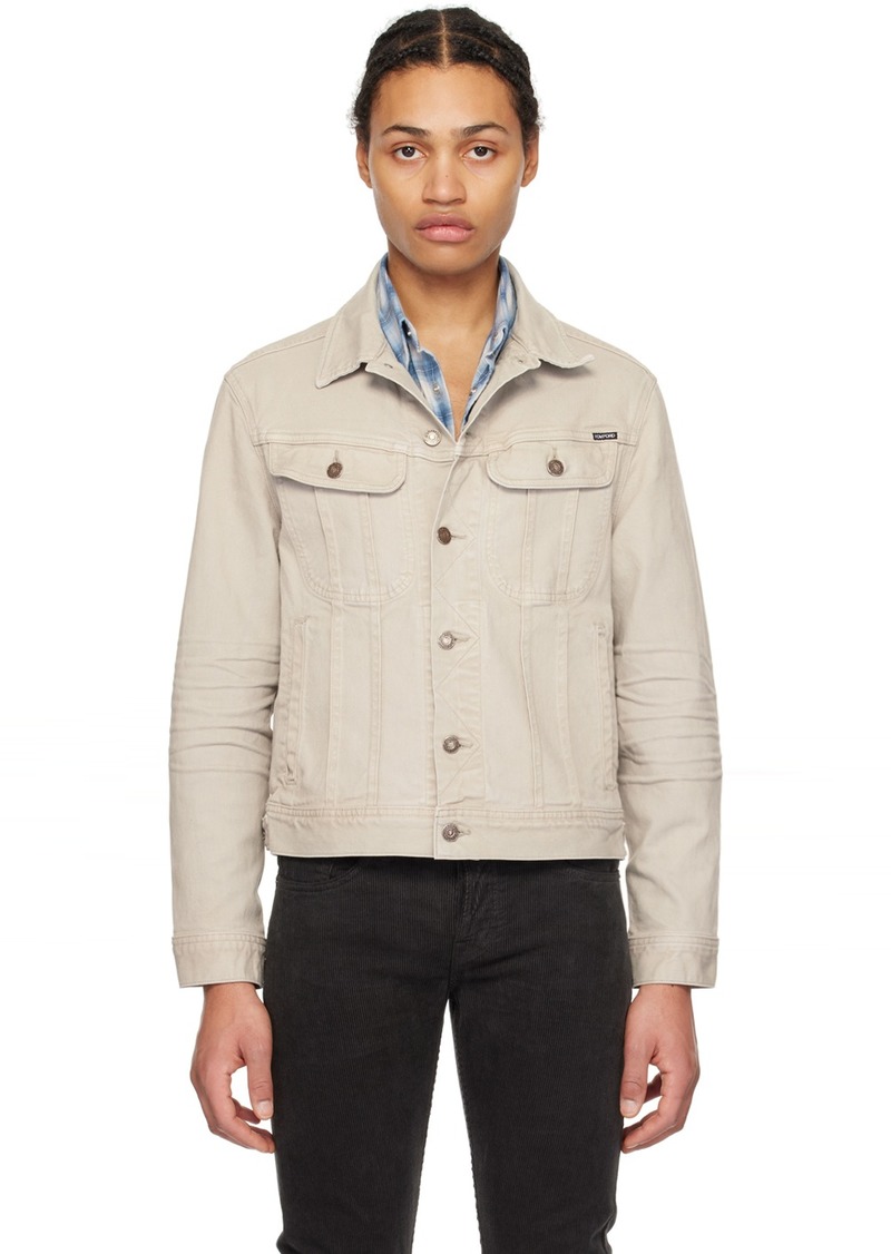 TOM FORD Gray Garment-Dyed Denim Jacket