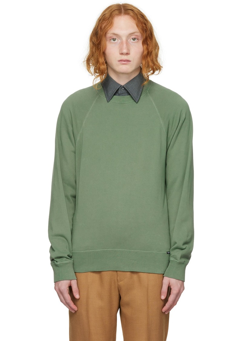 TOM FORD Green Garment-Dyed Sweatshirt