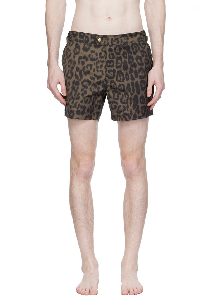 TOM FORD Green Print Swim Shorts