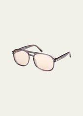 TOM FORD Grey Transparent Acetate Aviator Sunglasses