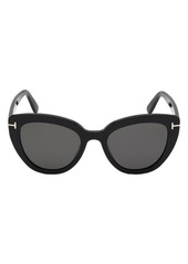 TOM FORD Izzi 53mm Polarized Cat Eye Sunglasses in Shiny Black /Smoke Polarized at Nordstrom