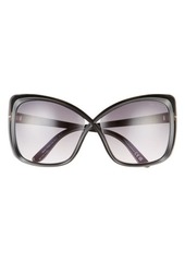 Tom Ford Jasmin 63mm Butterfly Sunglasses in Shiny Black /Gradient Smoke at Nordstrom