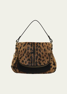 TOM FORD Jennifer Medium Double Strap Bag in Leopard Haircalf