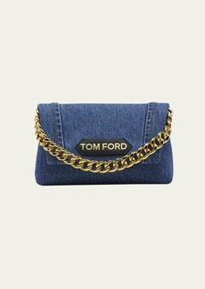 TOM FORD Label Mini Bag in Denim with Chain