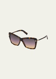 TOM FORD Leah Dramatic Acetate Butterfly Sunglasses