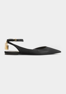 TOM FORD Leather Ankle-Strap Ballerina Flats